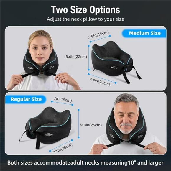 Memory Foam Travel Neck Pillow for Airplane 360 Support Compact Flight Headrest - Picture 4 of 7